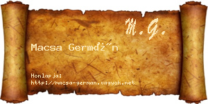 Macsa Germán névjegykártya
